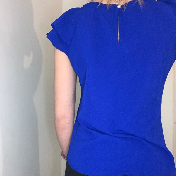 APRIL - Royal Blue Flared Sleeve T-Shirt - Picture 2 of 2